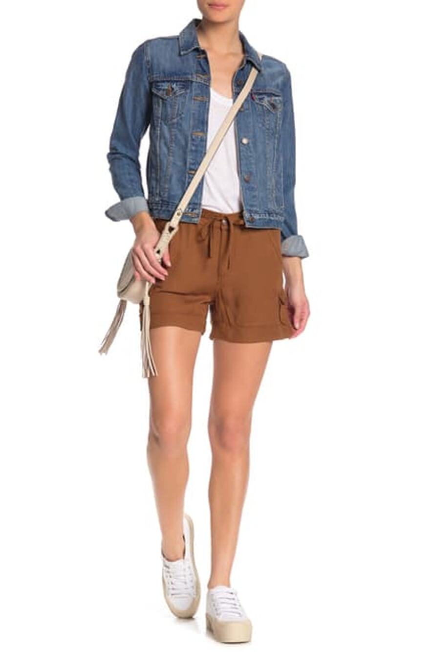 Democracy High Rise Utility Shorts Women's Size 8 Brown Rayon